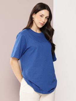 DILLINGER - Women Oversized Half Sleeve Blue T-Shirt