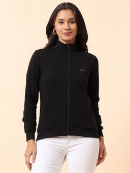 Cantabil - Women Black Regular Fit Breathable with Color Fastness Sweatshirt