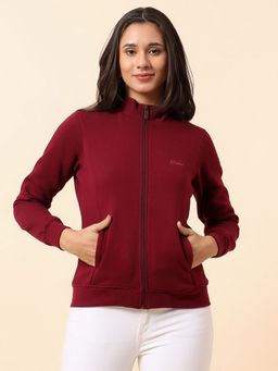 Cantabil - Women Maroon Breathable and Soft with Color Fastness Regular Fit Sweatshirt