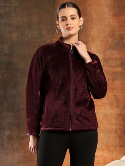 Nayam by lakshita - Wool Purple High Neck Solid Jacket