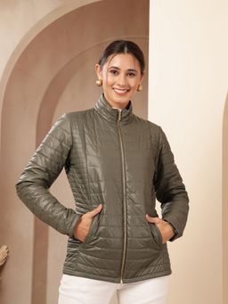 Nayam by lakshita - Wool Green High Neck Solid Jacket