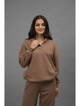 NeceSera - Women Mocha Brown Oversized Hoodie