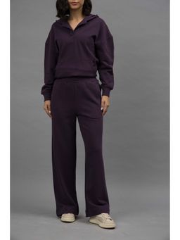 NeceSera - Women Purple Terry Wide Leg Pant