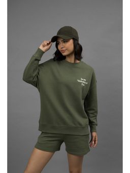 NeceSera - Women Green Evergreen Oversized Sweatshirt