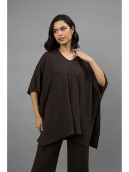 NeceSera - Women Brown Relaxed Mocha Kaftan Hoodie