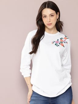 DILLINGER - Women Oversized Full Sleeve Embroidery White T-Shirt