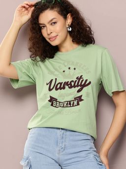 DILLINGER - Green Women Oversized Half Sleeve T-Shirt