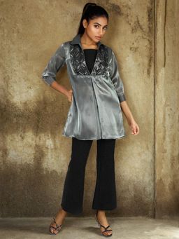 Dora Dori - Grey Embroidered Short Co-Ord Set