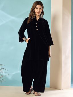 InWeave - Black Velvet Kurta with Salwar