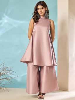InWeave - Blush Pink Silk Boho Kurta with Palazzo