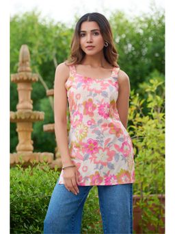 Vbuyz - Women Pink Cotton Floral Top