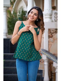 Vbuyz - Women Green Cotton Floral Top