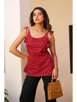 Vbuyz - Women Red Cotton Floral Top