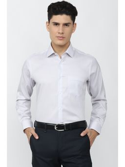 Van Heusen - Men White Regular Fit Textured Full Sleeves Formal Shirt