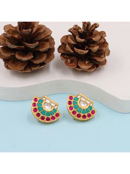 SANGEETA BOOCHRA JAIPUR - Handcrafted Silver Earrings Embellished with Kundan and Gold Plating