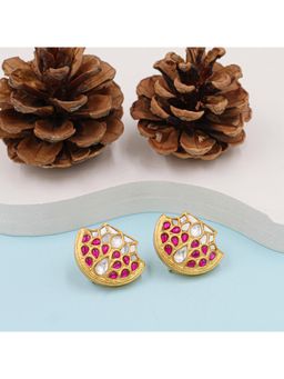 SANGEETA BOOCHRA JAIPUR - Silver Earrings Adorned with Kundan Setting and Gold Plating