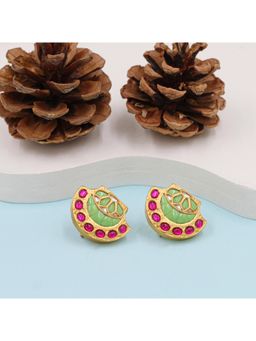 SANGEETA BOOCHRA JAIPUR - Designer Silver Earrings with Kundan Setting and Gold Plating