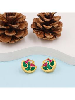 SANGEETA BOOCHRA JAIPUR - Handcrafted Silver Earrings with Kundan Setting In 24K Gold Plating