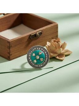 SANGEETA BOOCHRA JAIPUR - Handcrafted Turquoise Statement Silver Ring
