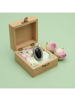SANGEETA BOOCHRA JAIPUR - Midnight Onyx Silver Ring