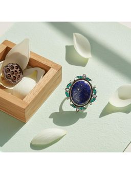SANGEETA BOOCHRA JAIPUR - Handcrafted Silver Ring with Oval Blue Stone