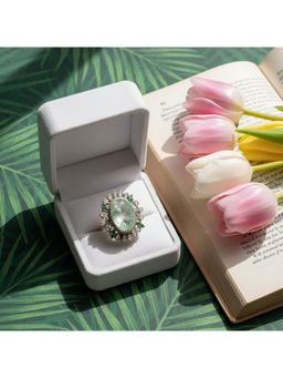 SANGEETA BOOCHRA JAIPUR - Oval Cut Stone Silver Statement Ring