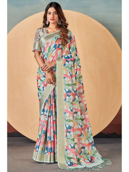 Mysilklove - Banarasi Digital Printed Saree with Unstitched Blouse