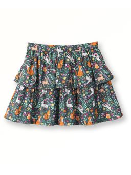 Beebay - Viscose Woodland Printed Frill Detailed Skirt-Green