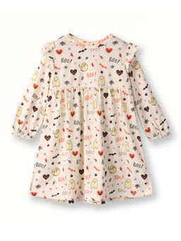 Beebay - Polyester Halloween Print Tiered Dress-Beige