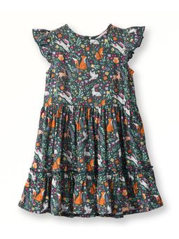 Beebay - Viscose Woodland Printed Tier Dress-Green