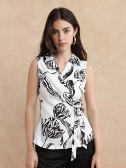 RAREISM - Janfu-T Primary White Floral Print Regular Top