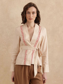 RAREISM - Juinb Primary Beige Typography Print Regular Top and Belt