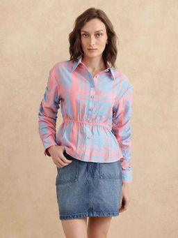 RAREISM - Kulda Light Blue Flannel Print Regular Top