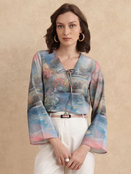 RAREISM - Toulon Primary Multi-Color Abstract Regular Crop Top