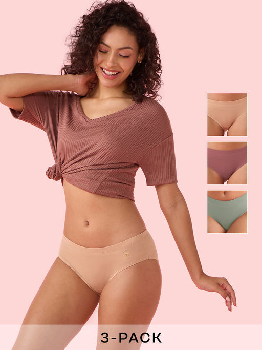 Enamor CR17 Mid Waist Cotton Panty-Pack Of 3 - Multicolor