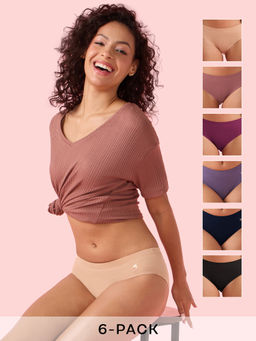 Enamor - CR17-Stretch Cotton Antimicrobial & Stain Releas Finish Hipster Panty (Pack of 6)