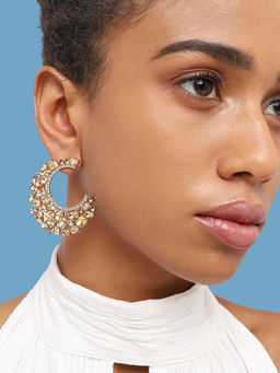 Sohi - Gold Plated Party Designer Stone Hoop Earring for Women