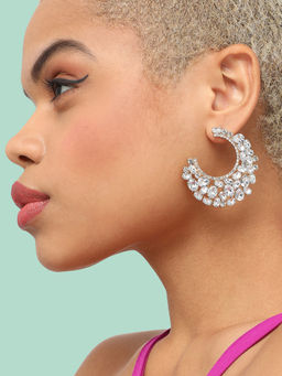 Sohi - Gold Plated Party Designer Stone Hoop Earring for Women