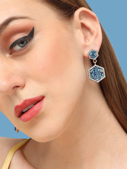 Sohi - Gold Plated Party Designer Stone Drop Earring for Women