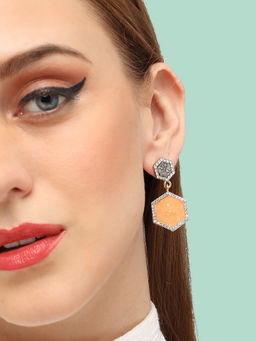 Sohi - Gold Plated Party Designer Stone Drop Earring for Women