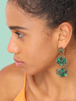 Sohi - Gold Plated Party Designer Stone Drop Earring for Women