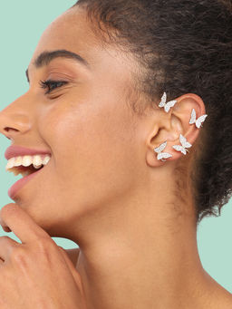 Sohi - Gold Plated Party Designer Stone Ear Cuff for Women