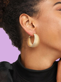 Sohi - Gold Plated Party Designer Hoop Earring for Women