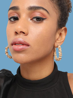 Sohi - Gold Plated Party Designer Stone Hoops Earring for Women