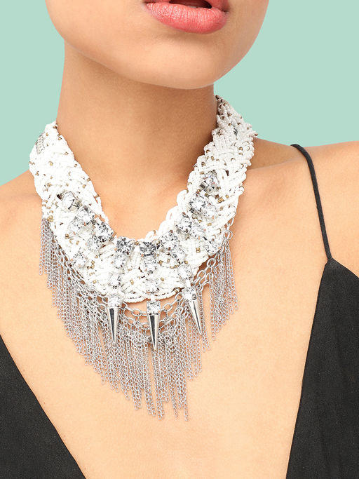 Silver Necklace Statement Necklace Online Silver Crystal Statement