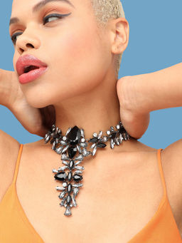 Sohi - Gold Plated Party Designer Stone Statement Necklace for Women