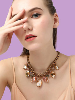 Sohi - Gold Plated Party Designer Stone Statement Necklace for Women