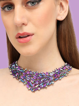 Sohi - Gold Plated Party Designer Stone Statement Necklace for Women