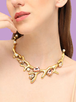 Sohi - Gold Plated Party Designer Stone Statement Necklace for Women