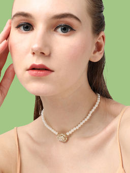 Sohi - Gold Plated Party Pearls Choker Necklace for Women